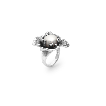 Anello Giovanni raspini in argento, magnolia grande - 12635