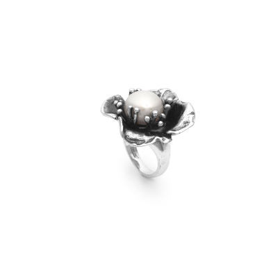 Anello Giovanni raspini in argento, magnolia grande - 12635