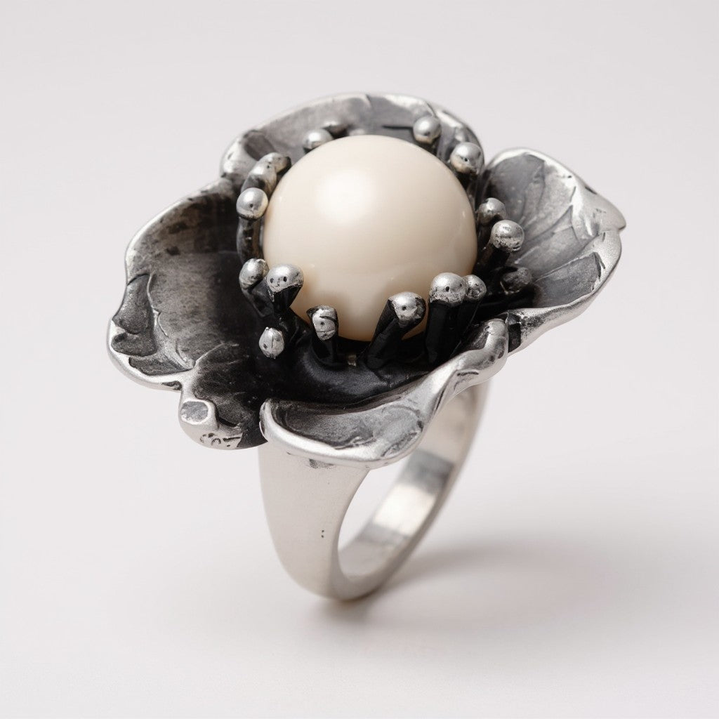 Anello Giovanni raspini in argento, magnolia grande - 12635