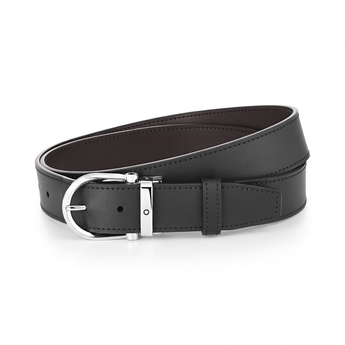 Cintura Montblanc Reversibile Horseshoe 35 mm in Pelle, colore Nero/Marrone - 128783
