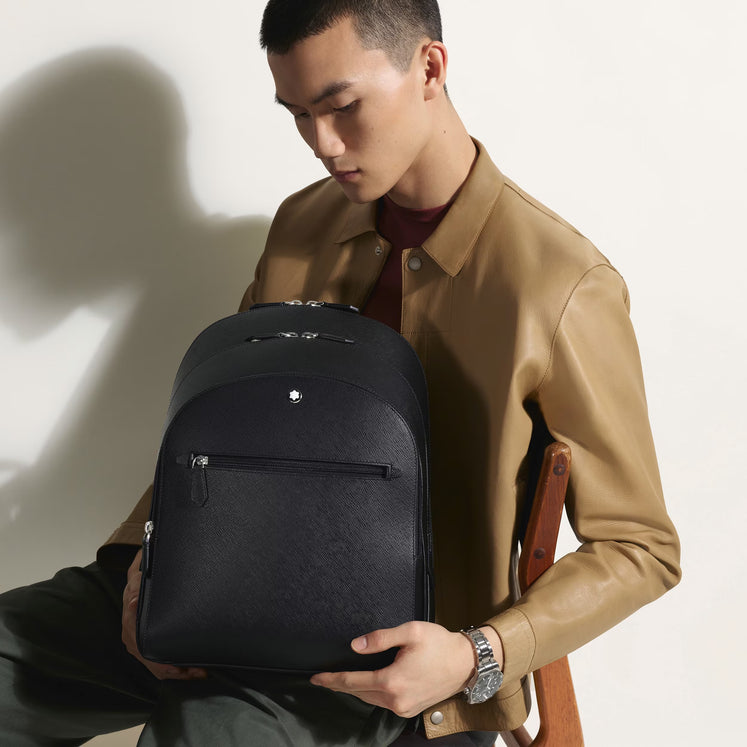 ZAINO MEDIO MONTBLANC CON 3 SCOMPARTI IN PELLE SARTORIAL, COLORE NERO - 130275