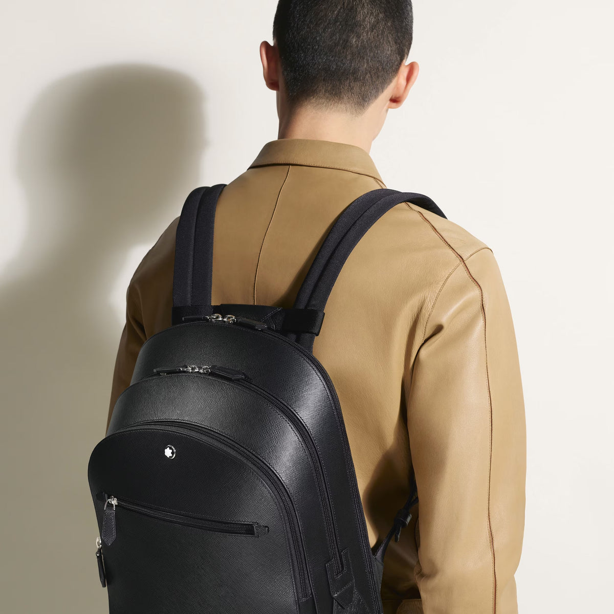 ZAINO MEDIO MONTBLANC CON 3 SCOMPARTI IN PELLE SARTORIAL, COLORE NERO - 130275