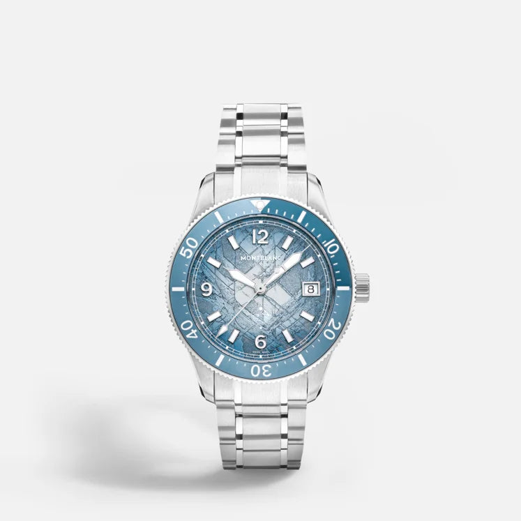 orologio Montblanc Iced Sea Automatic Date 0 Oxygen, 38mm, quadrante blu sfumato - 134022