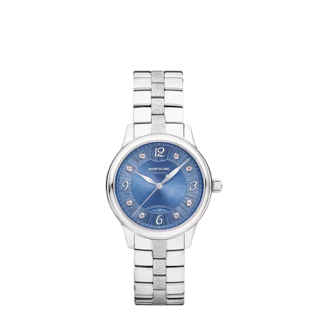 Orologio Bohème Automatic Date Montblanc 30 mm, indici diamanti e quadrante blu - 134341