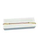 Bracciale a 3 fili in bronzo dorato con pietre rosa e viola ametista - FIRENZE BR 047