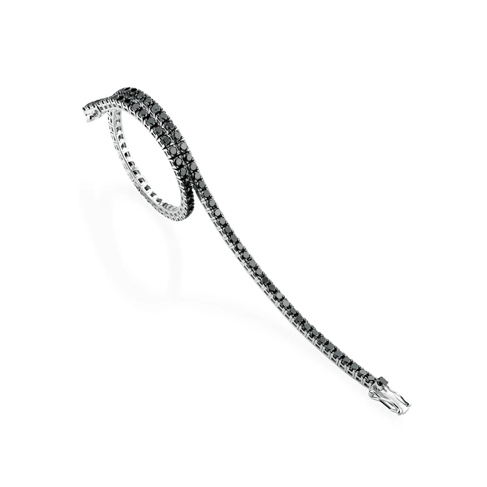 Bracciale Buonocore tennis in oro bianco 18kt e diamanti neri, collezione TOGETHER COLORS - 1485B01NW185