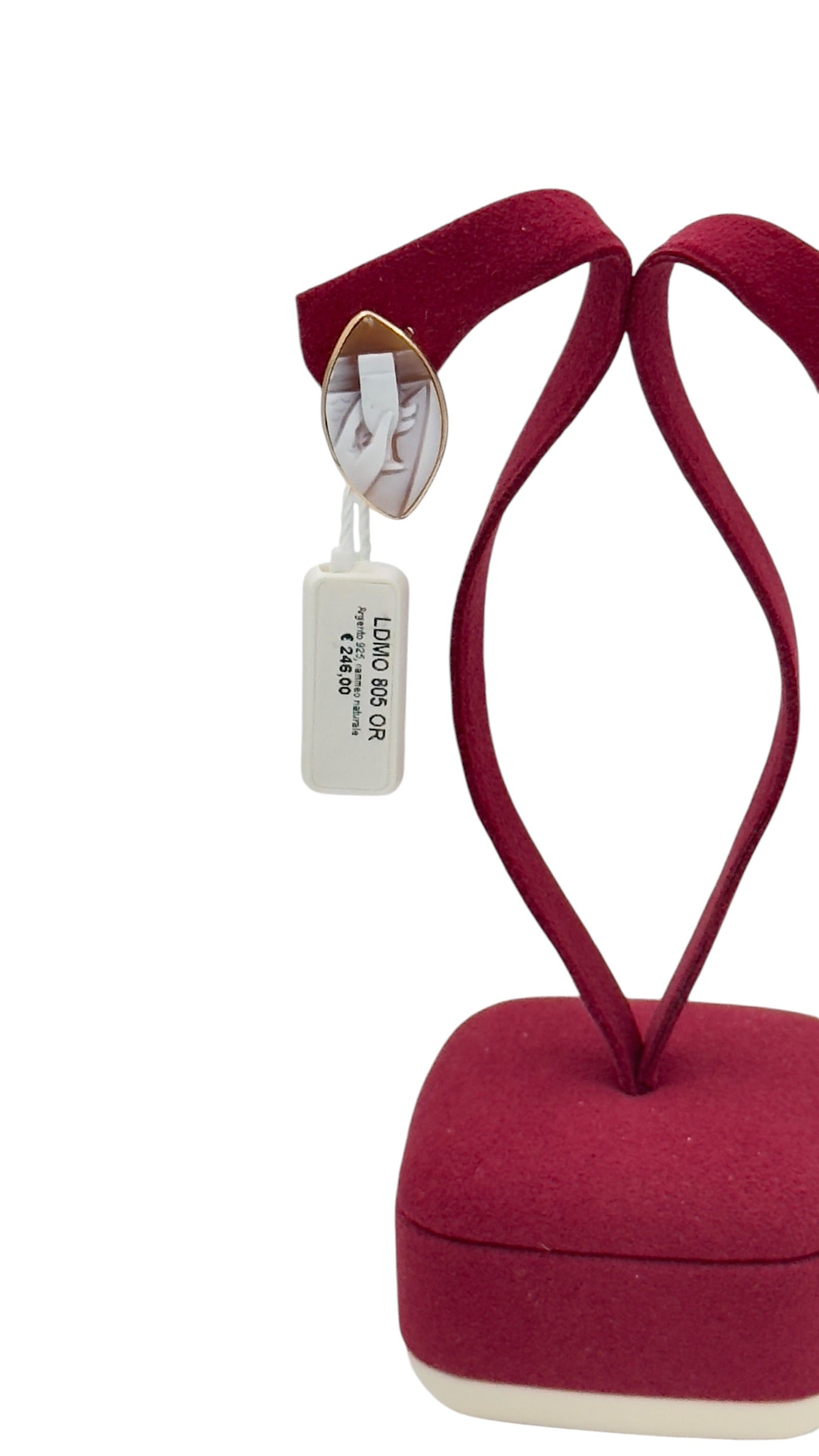 LUCEDEIMIEIOCCHI Monorecchino ovale cammeo naturale in argento dorato e calice di vino - LDMO 805 OR