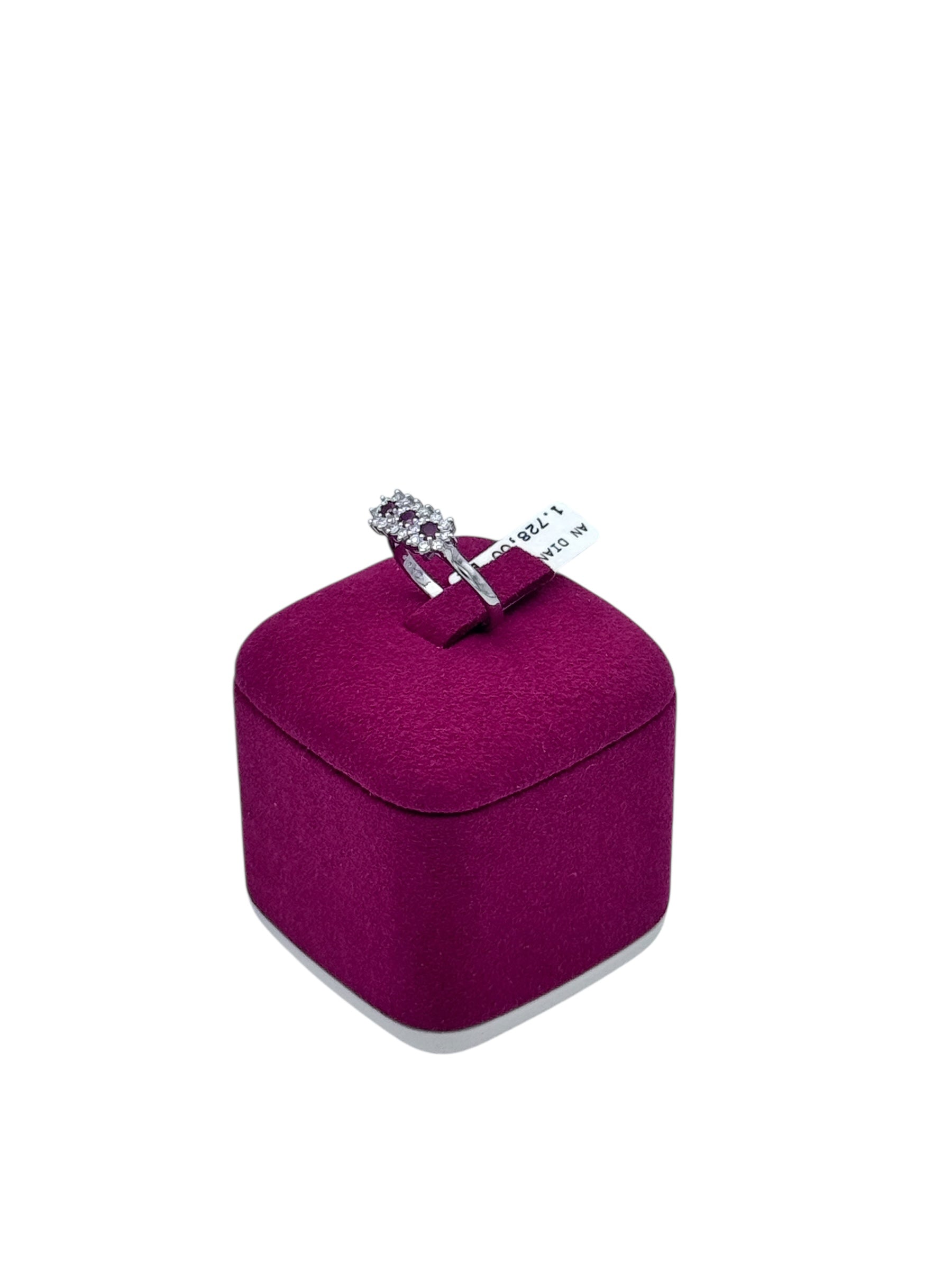 Diana - Anello Triogy in Oro Bianco 18kt, 3 Rubini e giro di diamanti - AN DIANA 30-3 RU