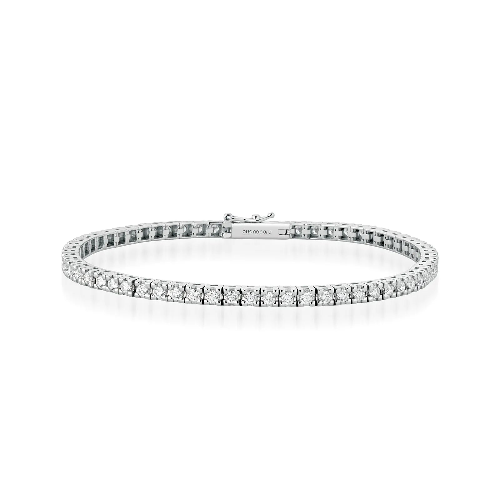 Bracciale Buonocore tennis in oro bianco 18kt e diamanti, collezione FLOW - 1658B01DW175