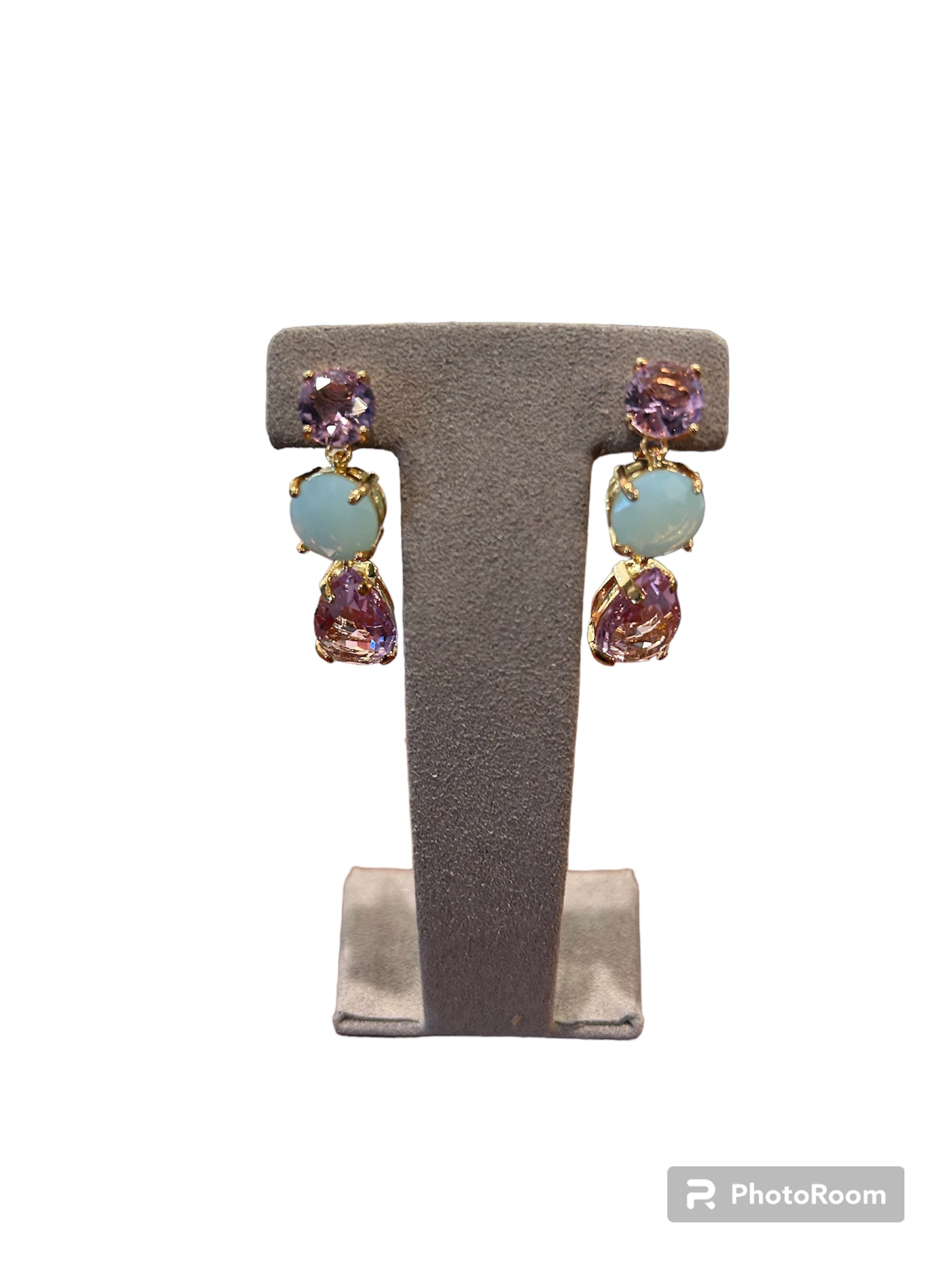 IL Mio Re - Bronze pendant earrings with stones - ILMIORE OR 022 GOLD