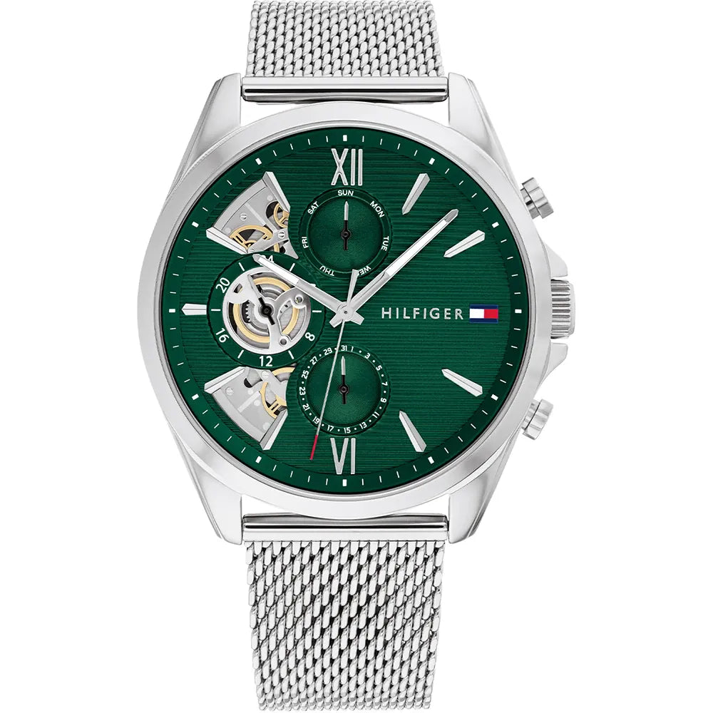 Orologio cronografo da uomo Tommy Hilfiger, quadrante verde, 44mm - 1710647