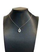 18kt white gold necklace with Aquamarine pendant and diamond ring - PCL070DLAQ6