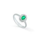 Anello Buonocore in oro bianco 18kt, smeraldo e giro di diamanti, 0.40ct di smeraldo - 1770A02MW