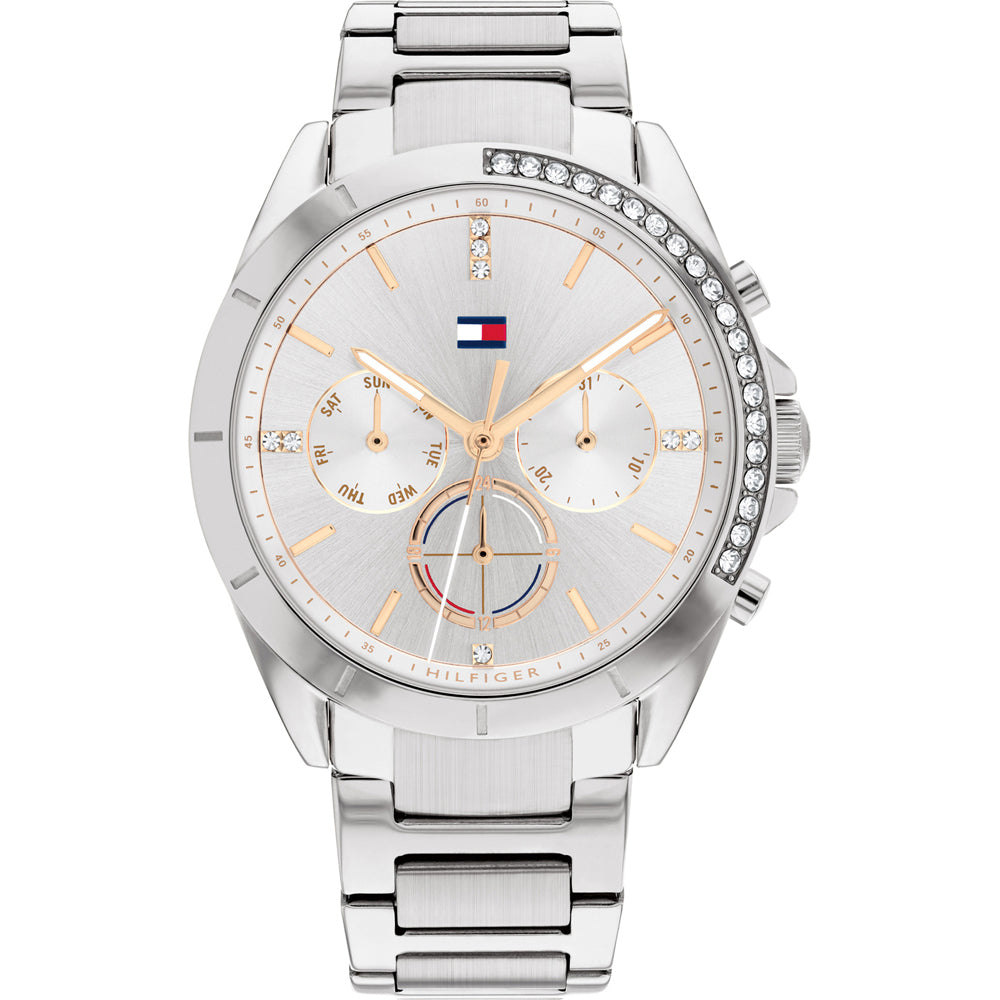 Orologio Tommy Hilfiger Silver ladies con cristalli e Day-Date, collezione Kennedy, 38mm - 1782384