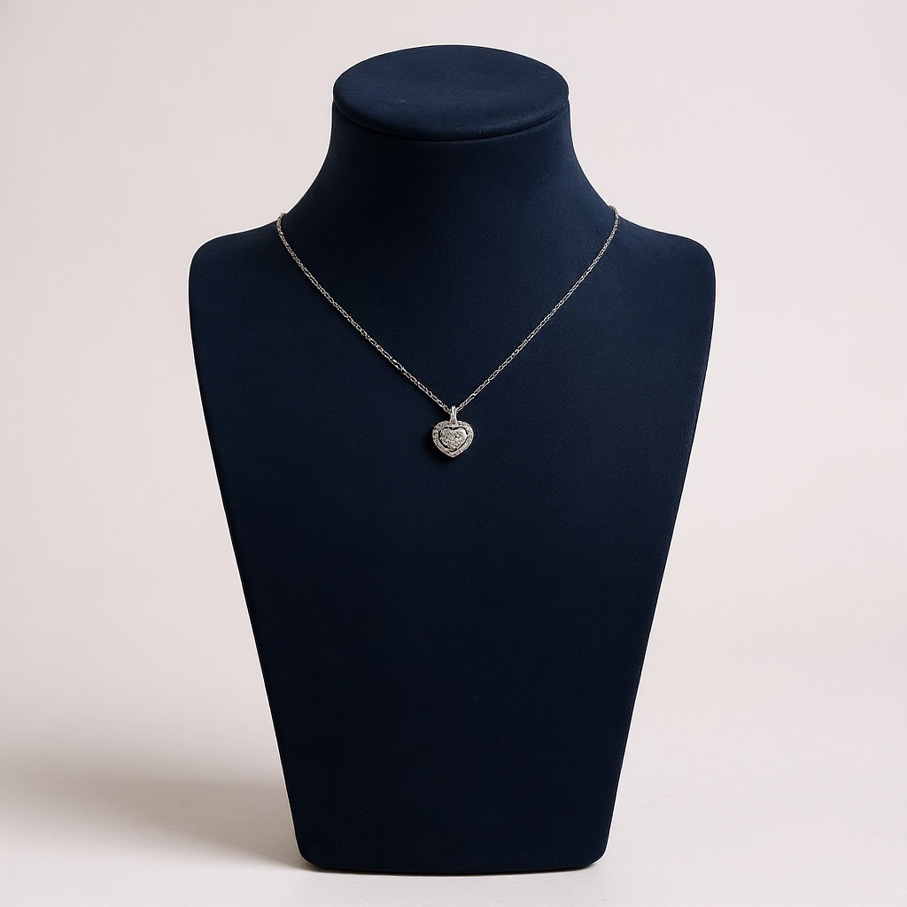 Collana Buonocore oro bianco 18 kt taglio cuore con diamanti bianchi, 0.46ct - 1689C01DW