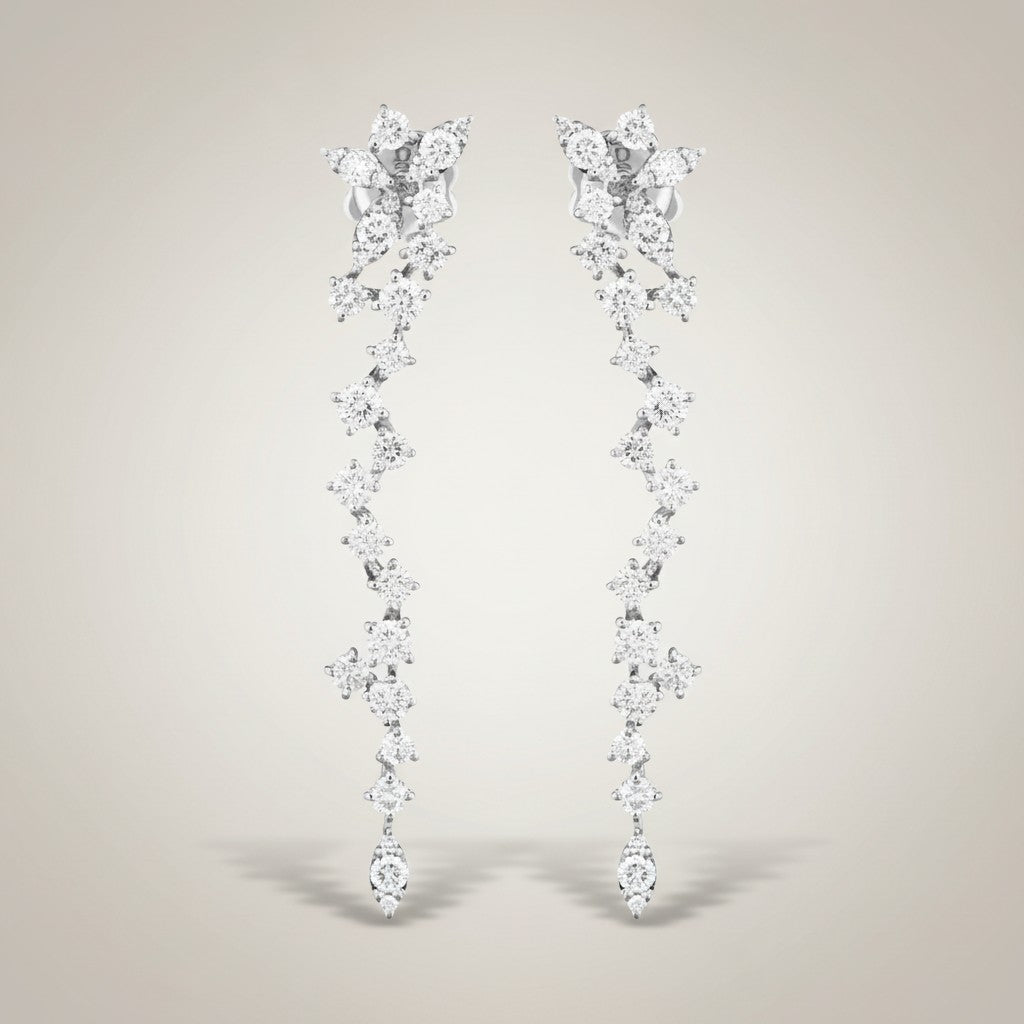 Orecchini Buonocore in oro bianco 18kt pendenti con diamanti bianchi, 1.79ct - 1790O01DW