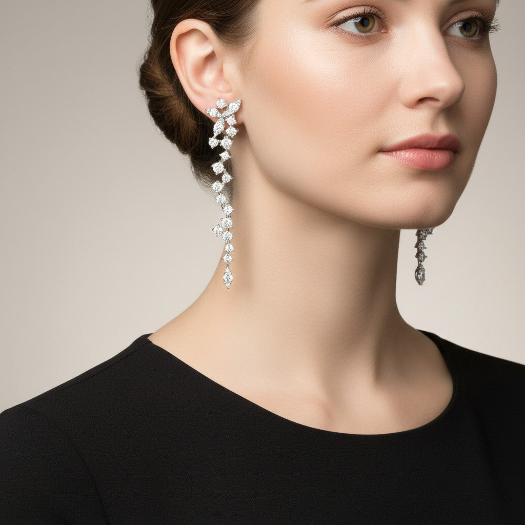 Orecchini Buonocore in oro bianco 18kt pendenti con diamanti bianchi, 1.79ct - 1790O01DW