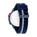 Orologio cronografo da uomo Tommy Hilfiger, COLLEZIONE Bank, quadrante blu e cinturino in caucciù, 46mm - 1792169