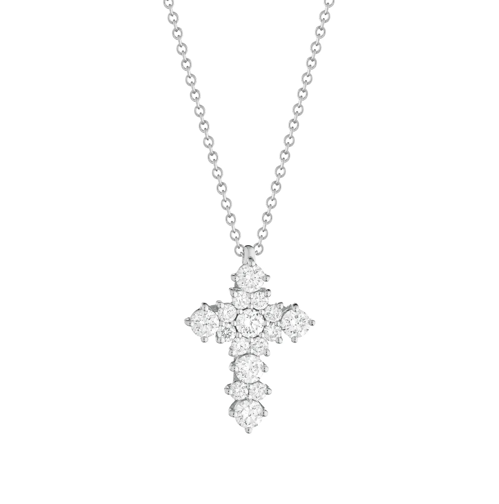 Collana Buonocore croce in oro bianco 18kt con diamanti bianchi, 0.64ct - 1876C01DW