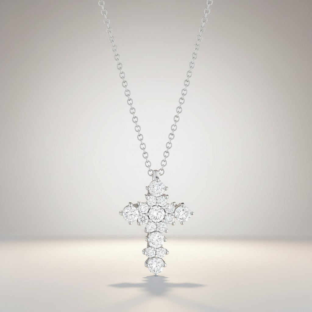 Collana Buonocore croce in oro bianco 18kt con diamanti bianchi, 0.64ct - 1876C01DW
