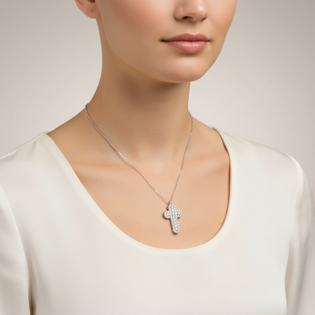 Collana Buonocore croce in oro bianco 18kt con diamanti bianchi, 0.67ct - 1885C01DW