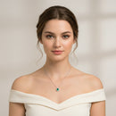 Collana Buonocore oro bianco 18kt pendente contorno diamanti bianchi con smeraldo ovale 4x3, 0.16ct di smeraldi - 1929C01MW