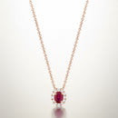 Collana Buonocore oro rosa 18KT pendente contorno di diamanti bianchi con rubino ovale 4x3, 0.23ct di rubini - 1929C03MP