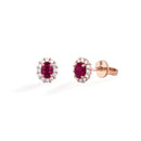 Orecchini Buonocore in oro rosa 18kt e contorno di diamanti bianchi con rubini ovale, 0.45ct di rubini - 1929O03MP