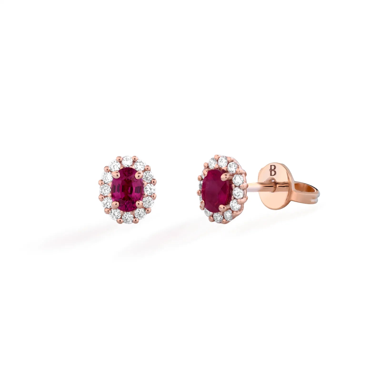 Orecchini Buonocore in oro rosa 18kt e contorno di diamanti bianchi con rubini ovale, 0.45ct di rubini - 1929O03MP