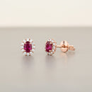 Orecchini Buonocore in oro rosa 18kt e contorno di diamanti bianchi con rubini ovale, 0.45ct di rubini - 1929O03MP