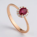 Anello Buonocore in oro rosa 18KT e contorno diamanti bianchi con rubino ovale, 0.41ct di rubino - 1930A03MP