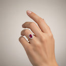 Anello Buonocore in oro rosa 18KT e contorno diamanti bianchi con rubino ovale, 0.41ct di rubino - 1930A03MP