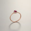 Anello Buonocore in oro rosa 18KT e contorno diamanti bianchi con rubino ovale, 0.41ct di rubino - 1930A03MP