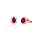 Orecchini Buonocore in oro rosa 18kt e contorno di diamanti bianchi con rubini ovale, 0.94ct di rubini - 1930O03MP