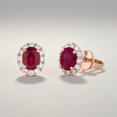 Orecchini Buonocore in oro rosa 18kt e contorno di diamanti bianchi con rubini ovale, 0.94ct di rubini - 1930O03MP