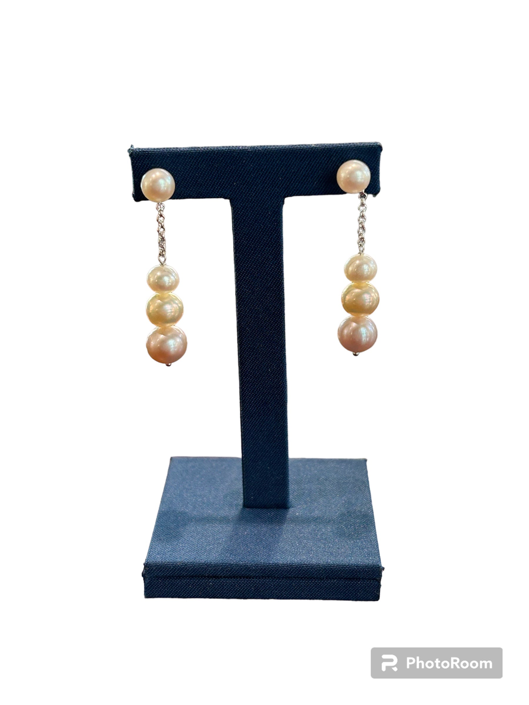 Boucles d'oreilles or blanc et perles d'Australie - PER14228