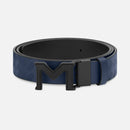 Cintura reversibile con fibbia “M” in pelle Extreme 3.0 blu/nera liscia da 35 mm - 198648