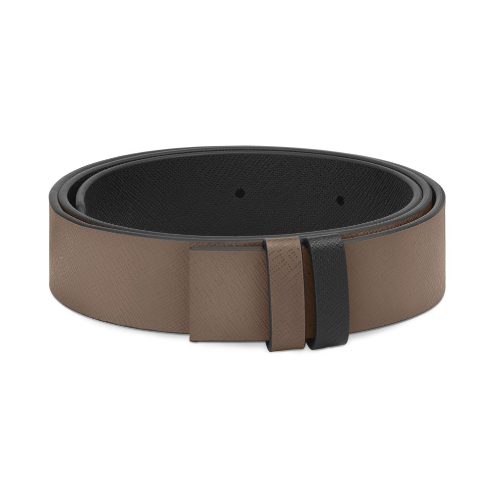 Cintura reversibile da 35 mm in pelle stampa Saffiano mastice nero con fibbia M - 198683