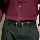 Cintura reversibile Montblanc 35 mm in pelle nera/cassis con fibbia a ferro di cavallo - 199638