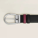 Cintura reversibile Montblanc 35 mm in pelle nera/cassis con fibbia a ferro di cavallo - 199638