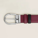Cintura reversibile Montblanc 35 mm in pelle nera/cassis con fibbia a ferro di cavallo - 199638