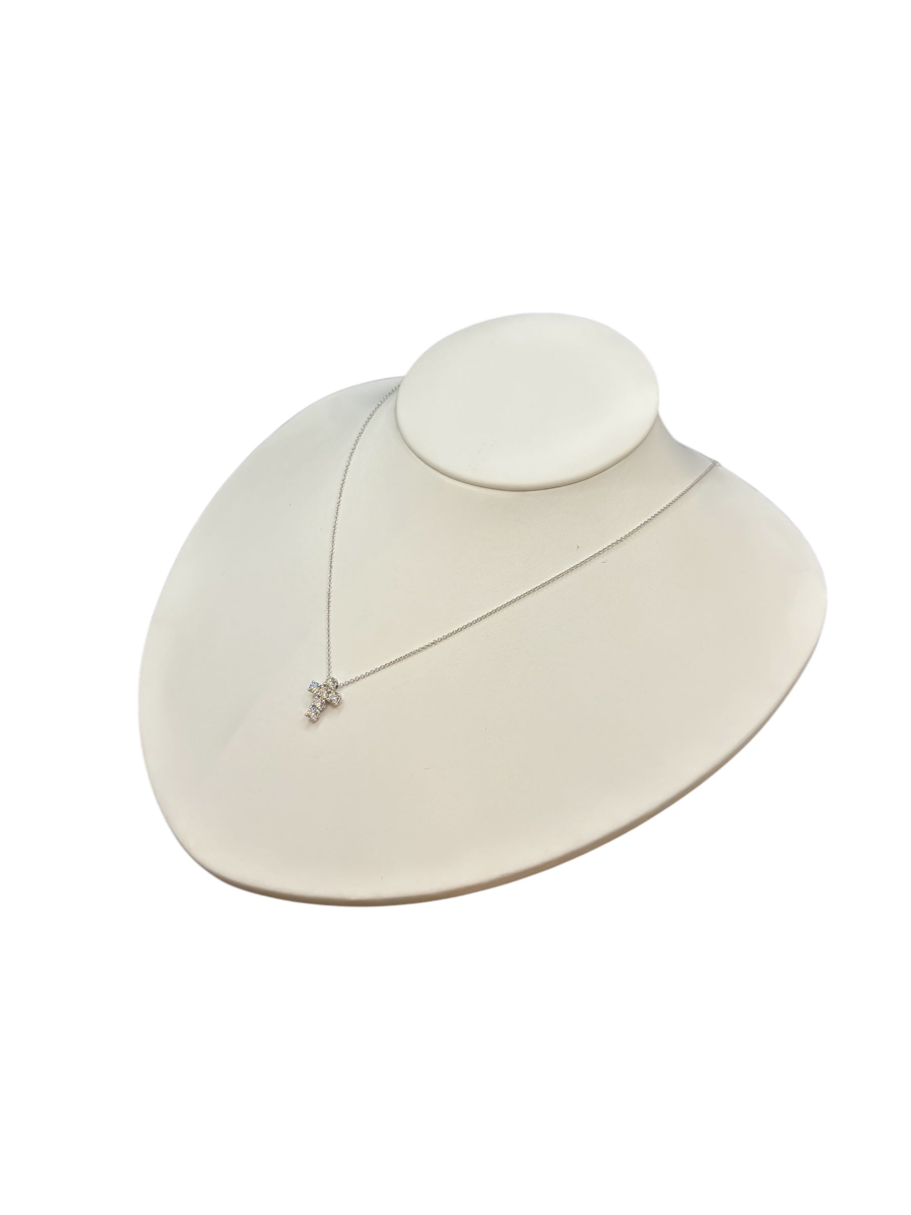 Girocollo oro bianco con pendente croce con diamanti, 0.68ct - 163OC01DW