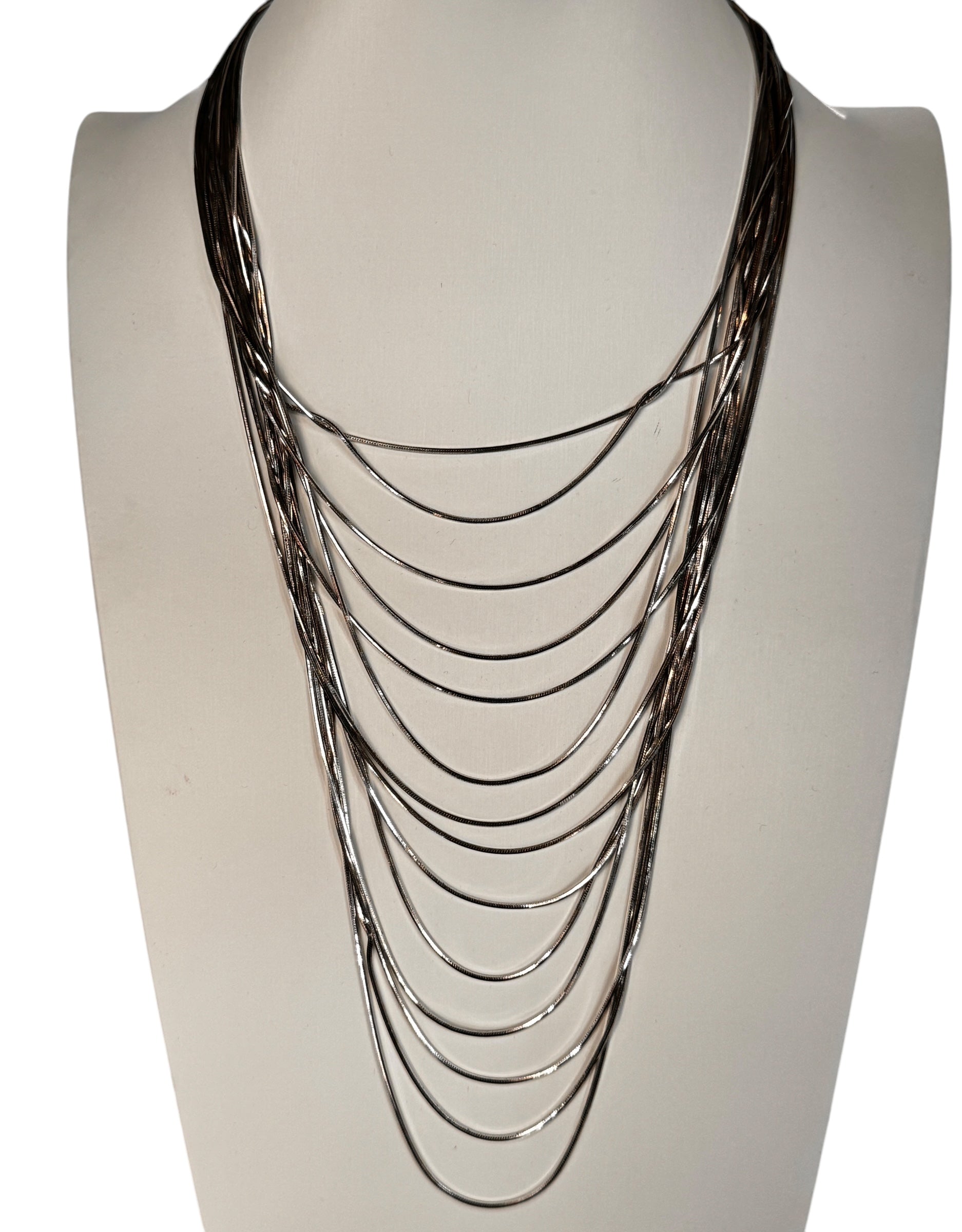 Collana Pianegonda in argento, da donna, con 14 fili maglia snake - CA010743