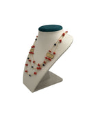 Koliè 925 - Collana multifilo in argento dorato, con corallo e pietre semipreziose naturali - CL NERES 11