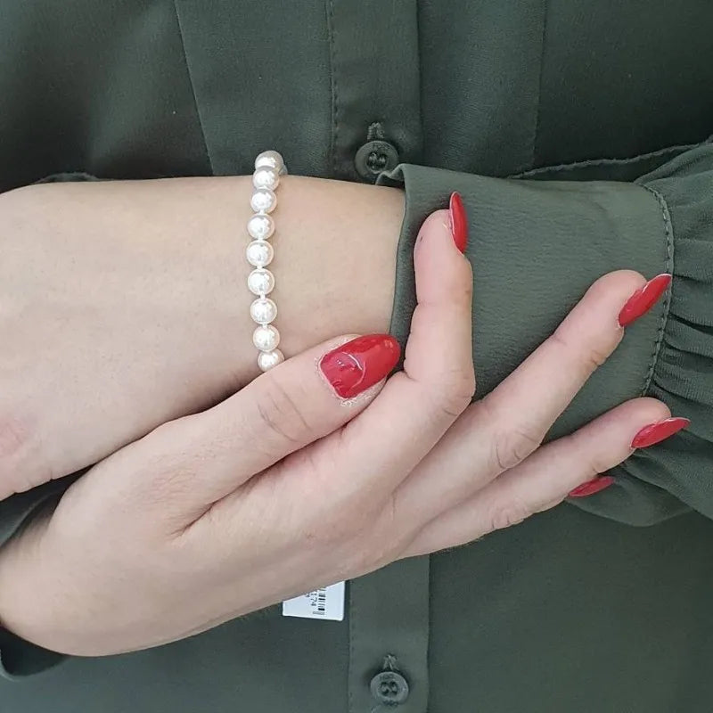 Bracciale Nimei di perle Akoya giapponesi, con chiusura in oro bianco 18kt, 8-8.5mm - 1NAN885_17NL342