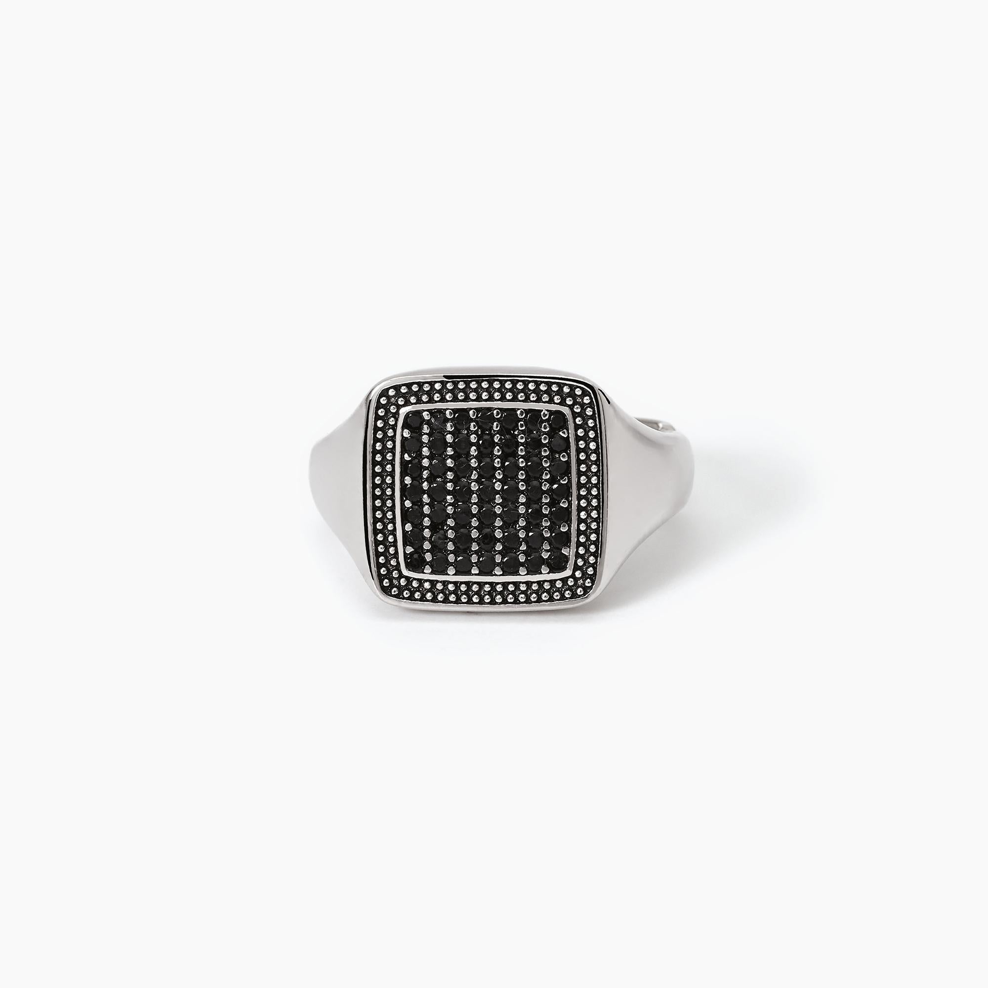 Mabina Man - Chevalier ring with black pavé PRIMO CAPITANO - 523322