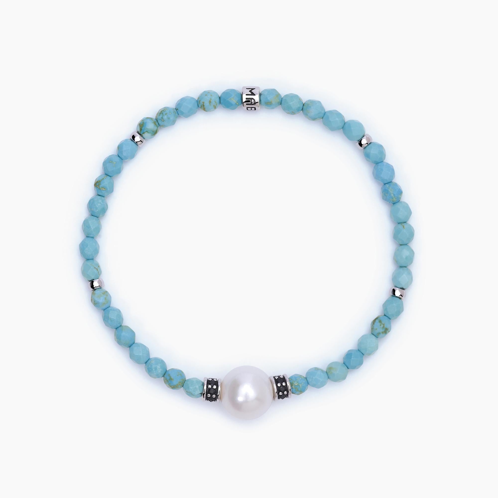 Mabina Man - Bracelet with turquoise and white pearl SUNSET - 533718