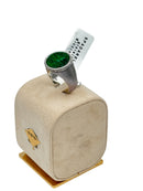 Anello Spadarella in argento, uomo,  pietra tonda, pasta di malachite verde - AN723