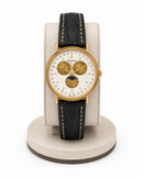Orologio Philip Watch Vintage, cronografo, calendario completo e fasi lunari, quadrante bianco e movimento quarzo, 35mm - 2062