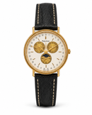 Orologio Philip Watch Vintage, cronografo, calendario completo e fasi lunari, quadrante bianco e movimento quarzo, 35mm - 2062